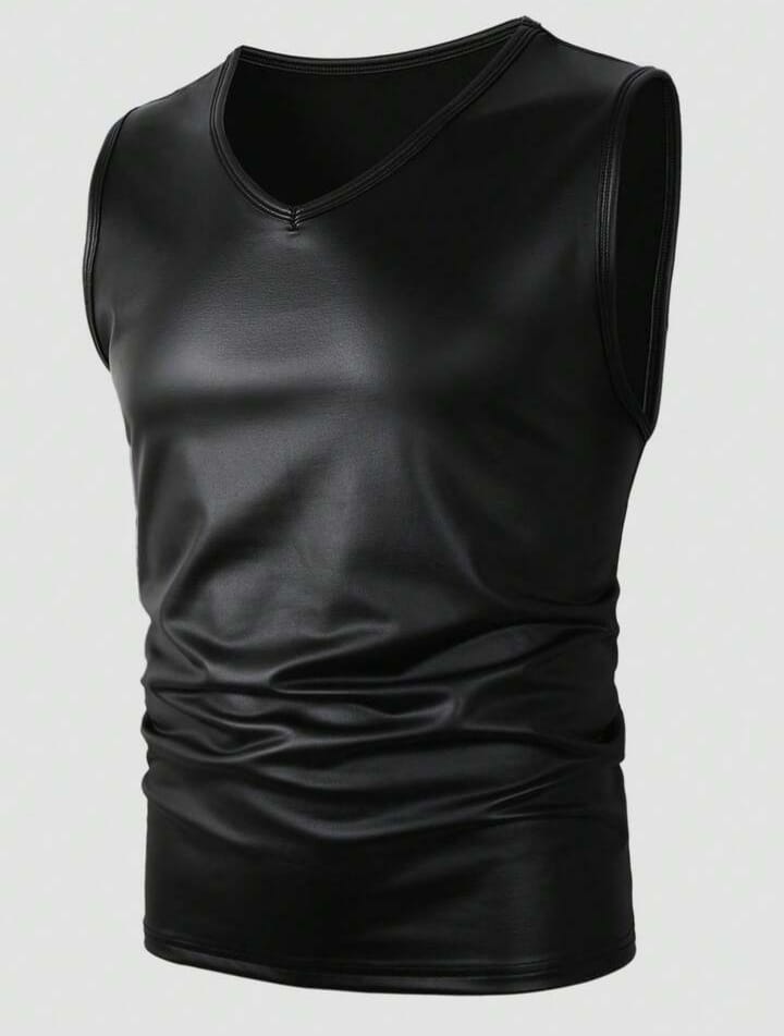 Men's Solid Color V-Neck Sleeveless Casual Versatile Tank Top, Summer Men's